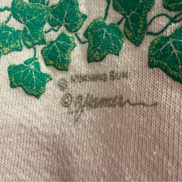 Vintage Morning Sun Crewneck Sweatshirt Womens Large Napping Kitty Birds Floral - Picture 3 of 8